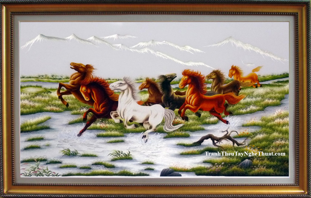 tranh thêu phong thuỷ mã đáo thành công
