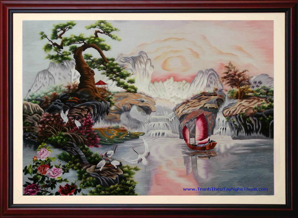 tranh thêu thuận buồm xuôi gió