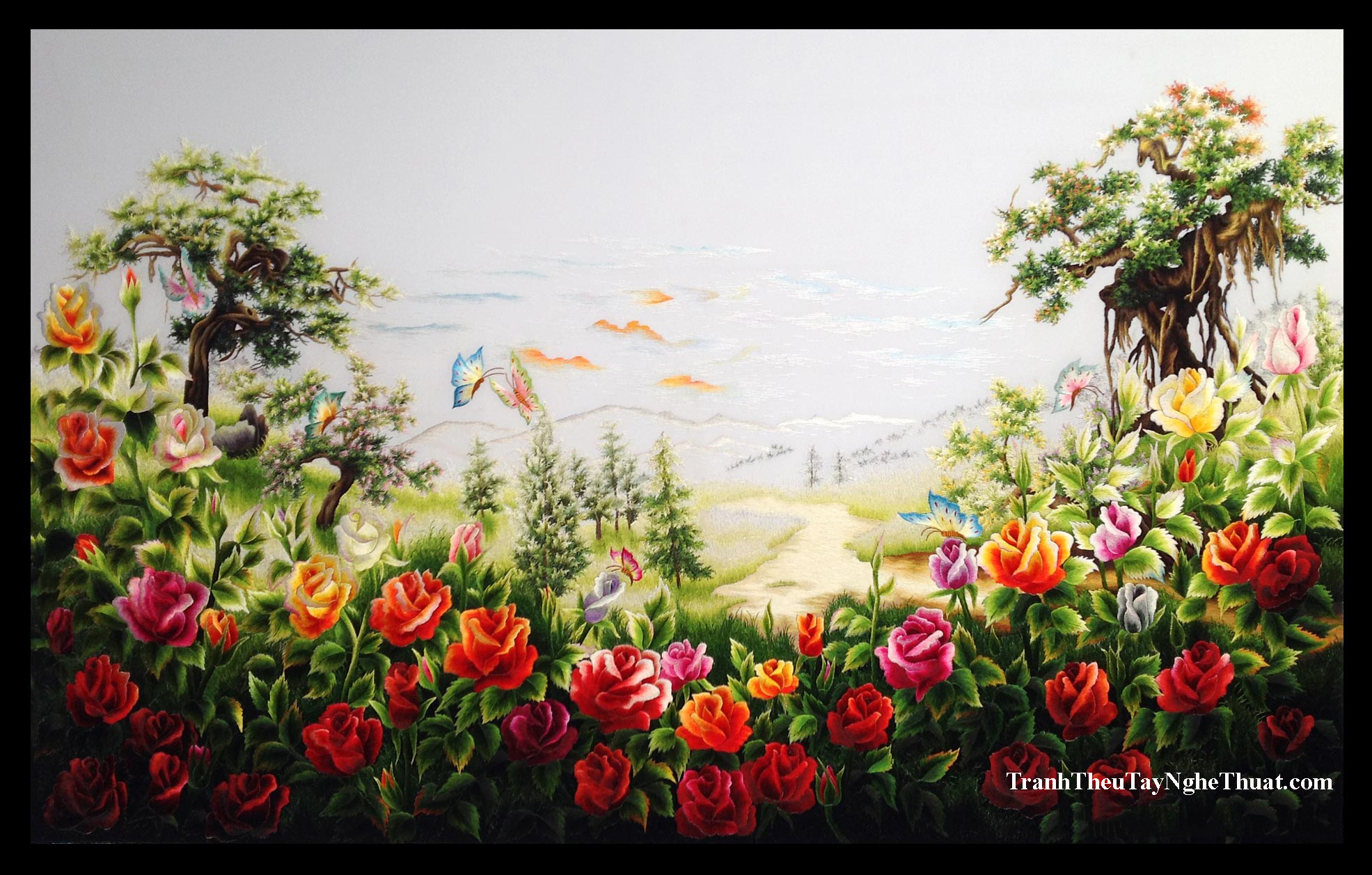 Tranh Thêu Hoa Hồng