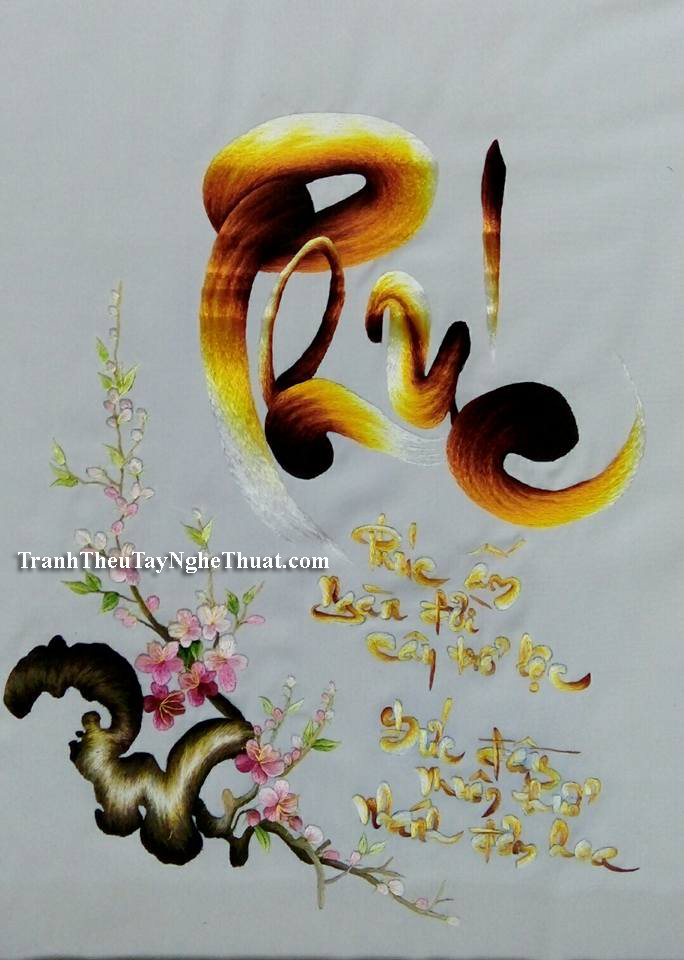 tranh thêu thư pháp chữ phúc
