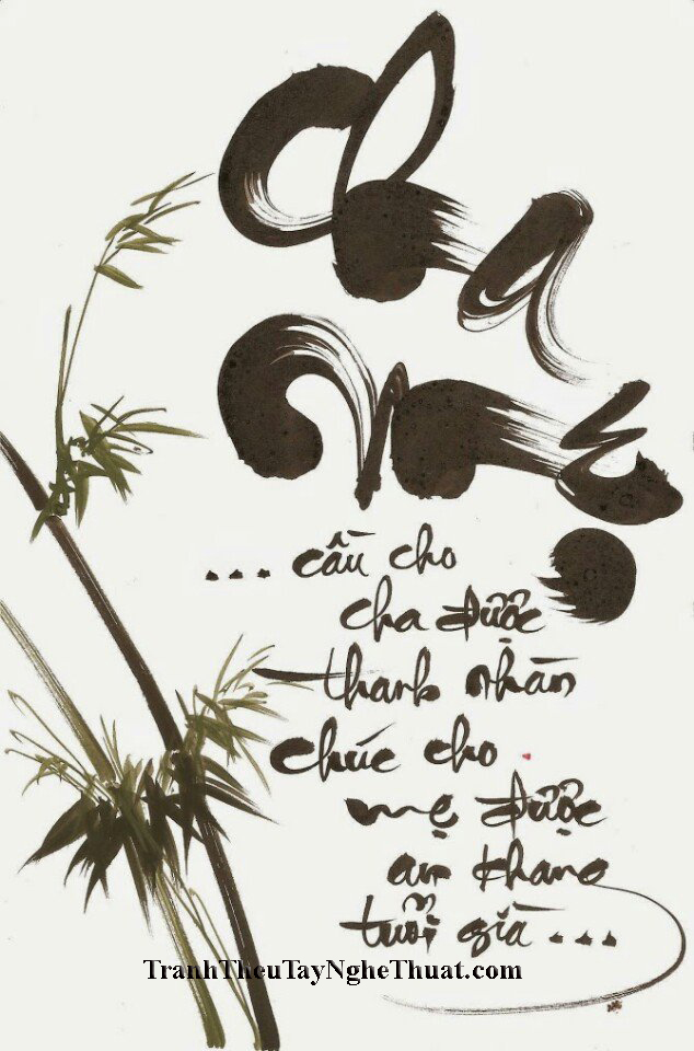 tranh thêu thư pháp cha mẹ