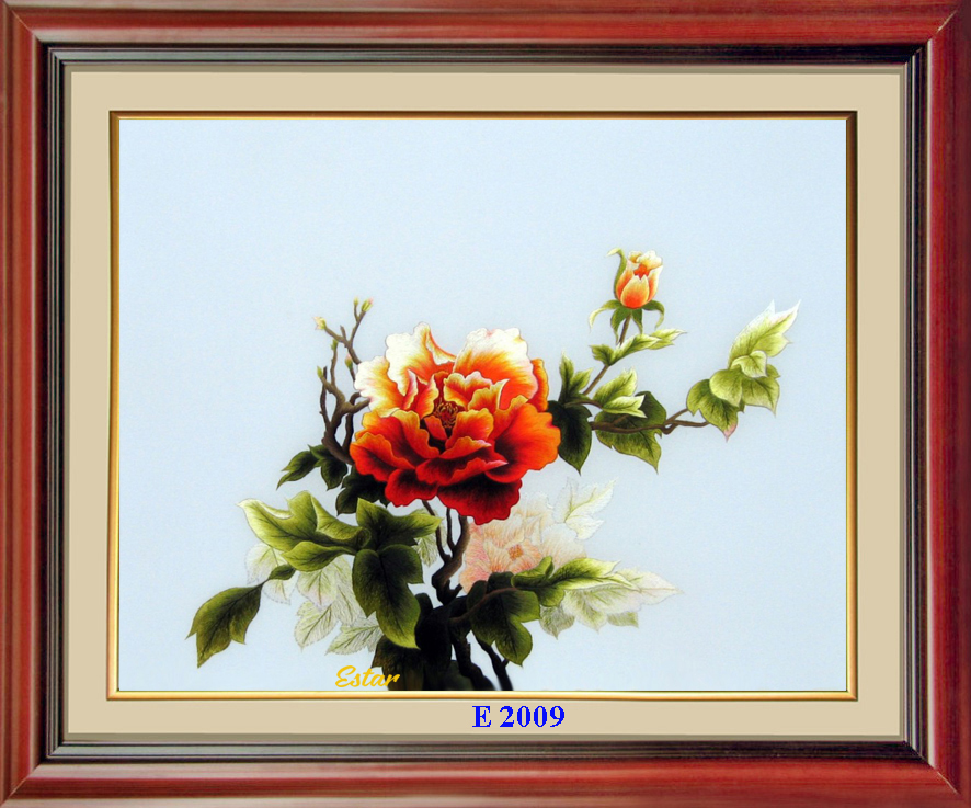 tranh thêu hoa mẫu đơn