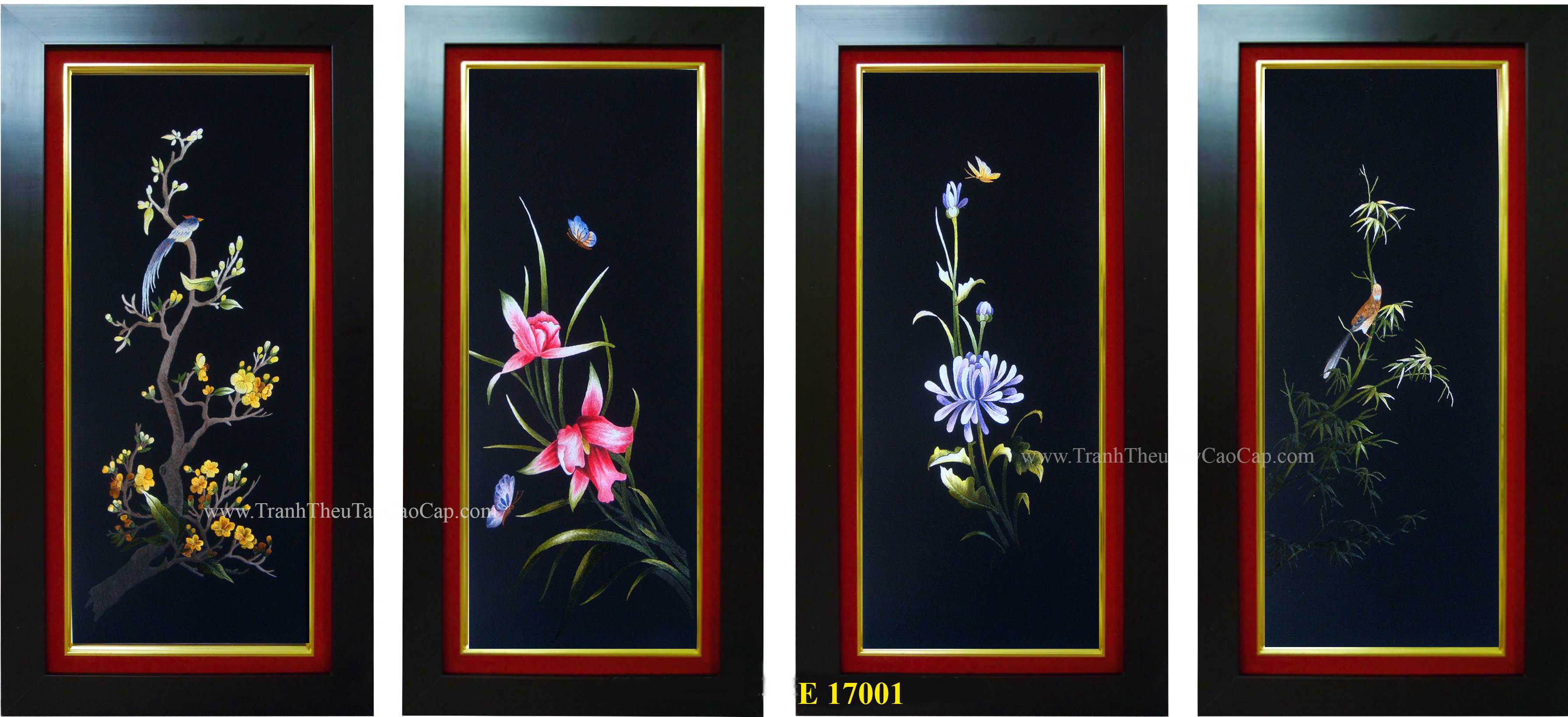 tranh thêu tứ quý