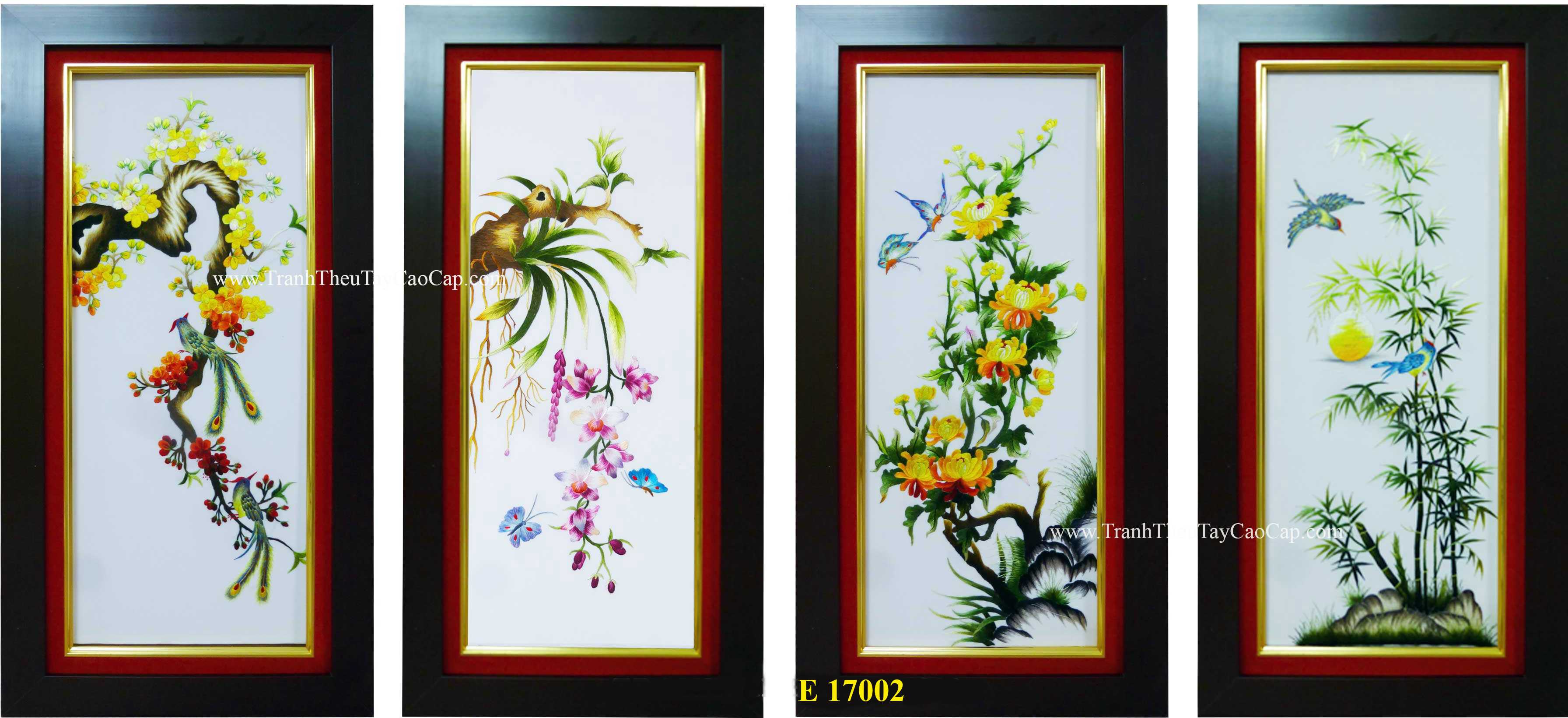 tranh thêu tứ quý