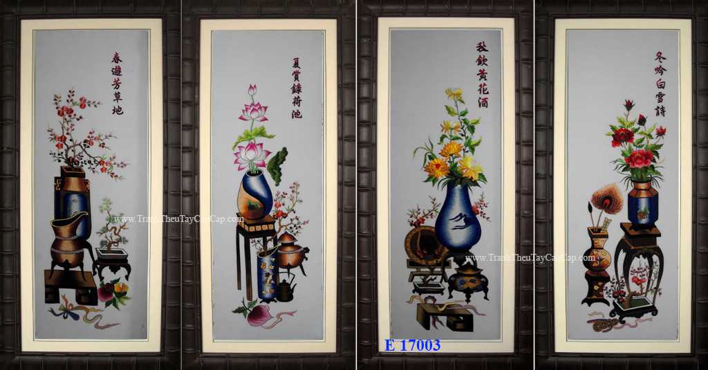 tranh thêu tứ quý