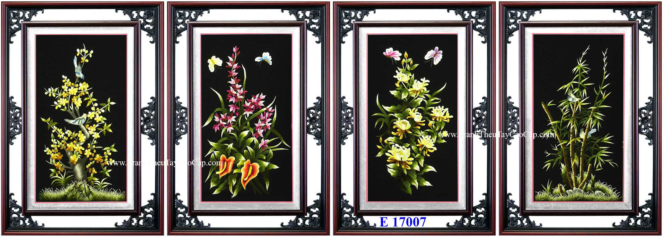 tranh thêu tứ quý