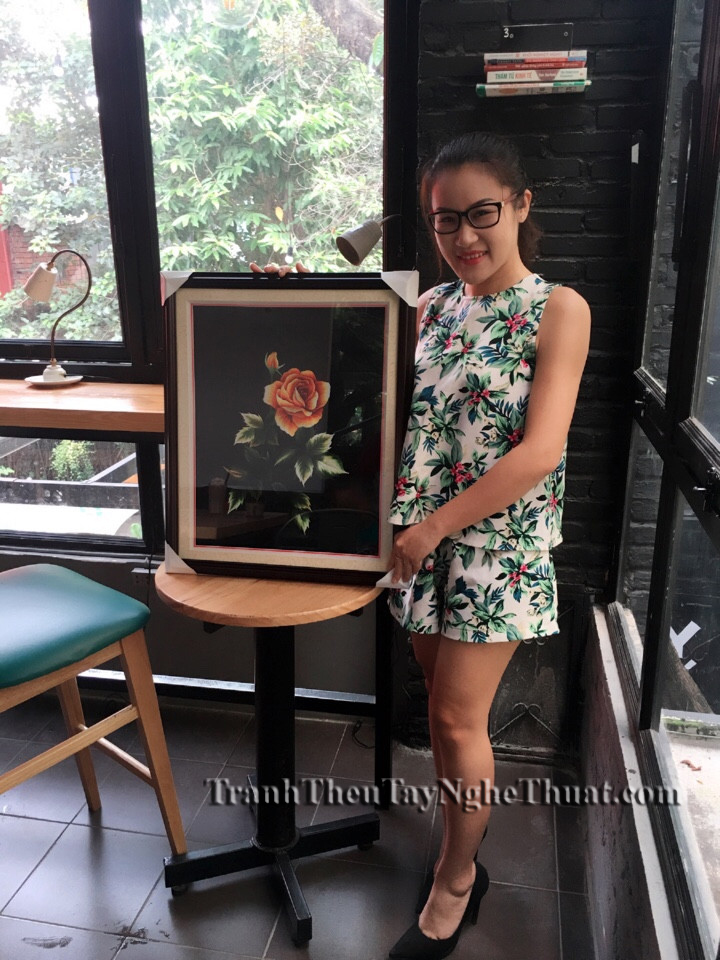 Tranh thêu hoa hồng 