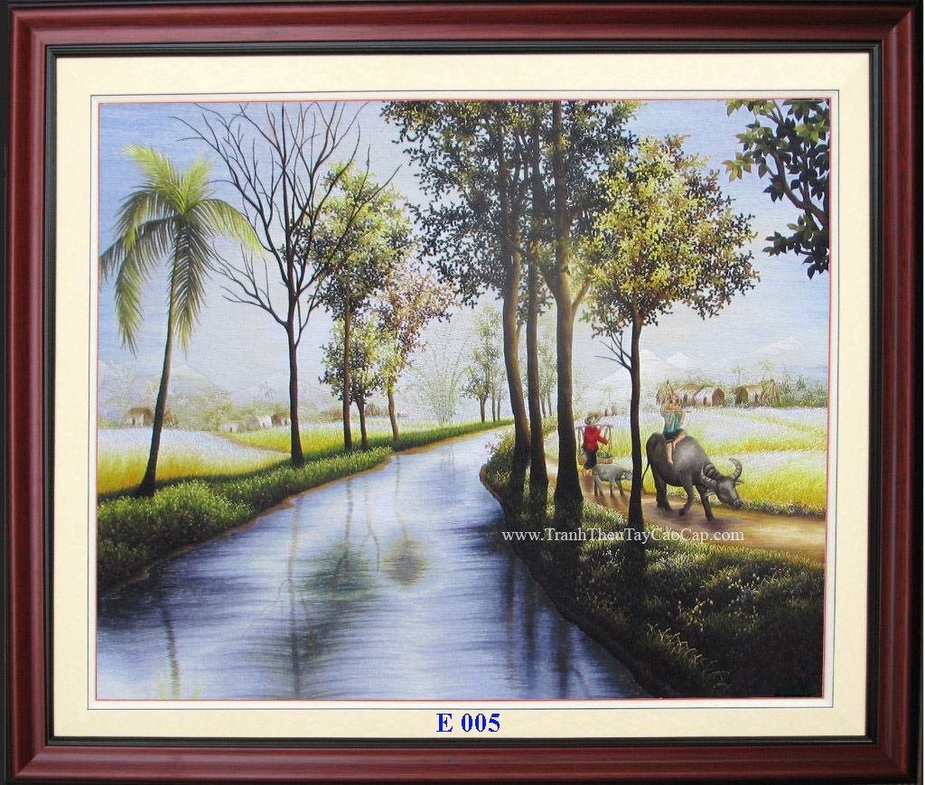 tranh thêu treo phòng khách