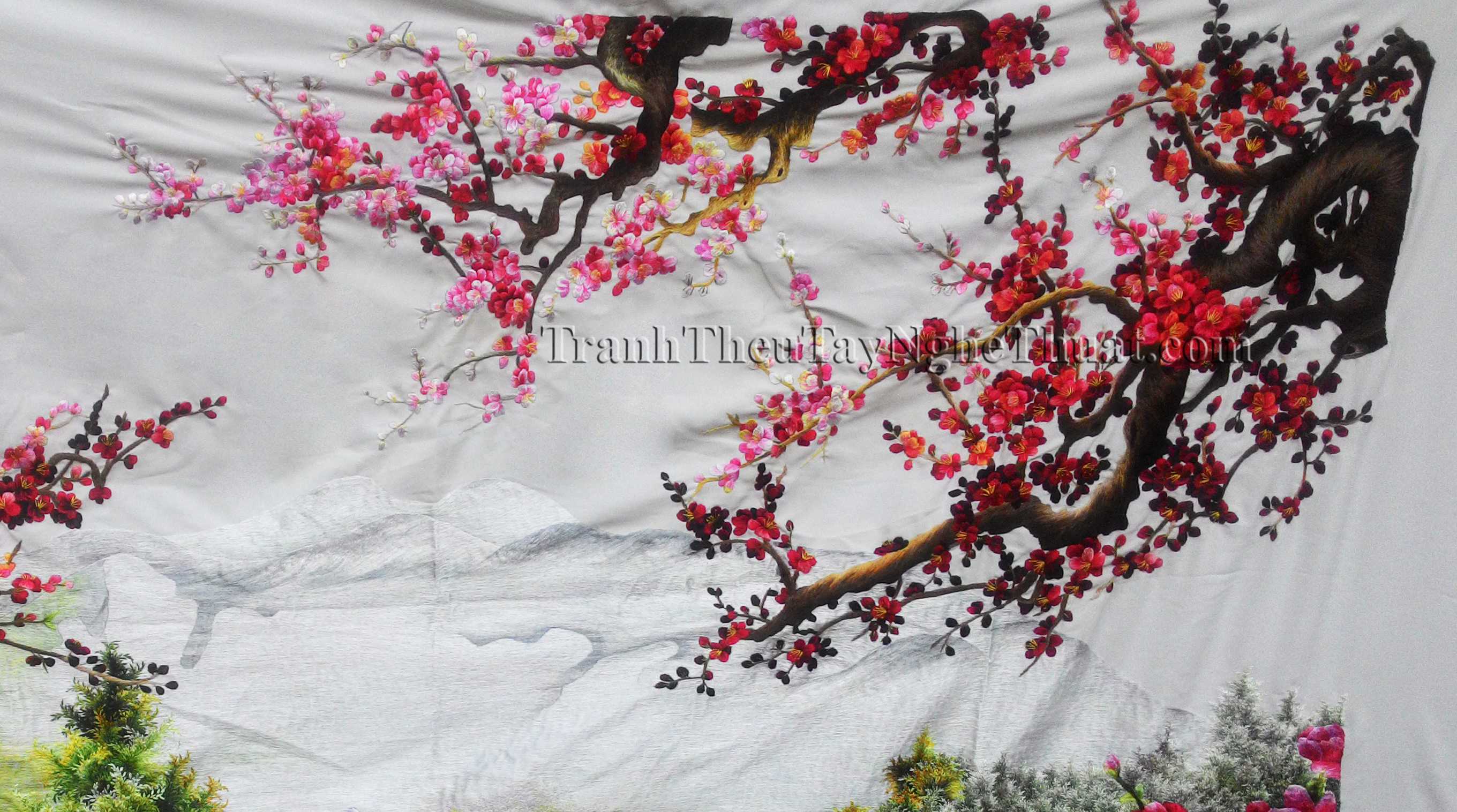 tranh thêu phong cảnh khổ lớn