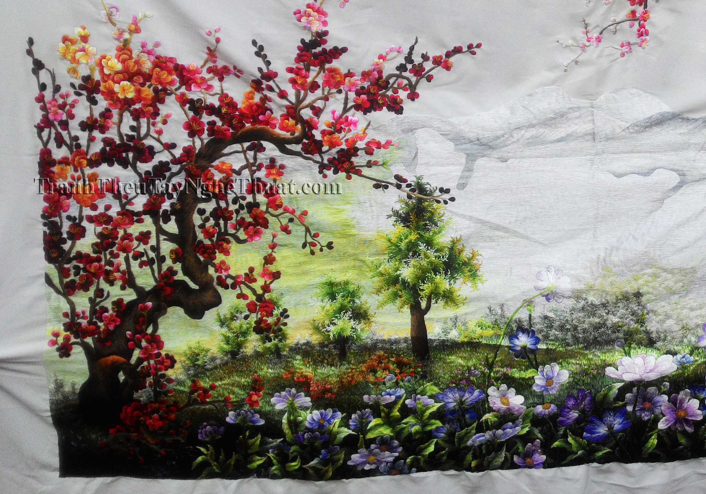 tranh thêu phong cảnh khổ lớn