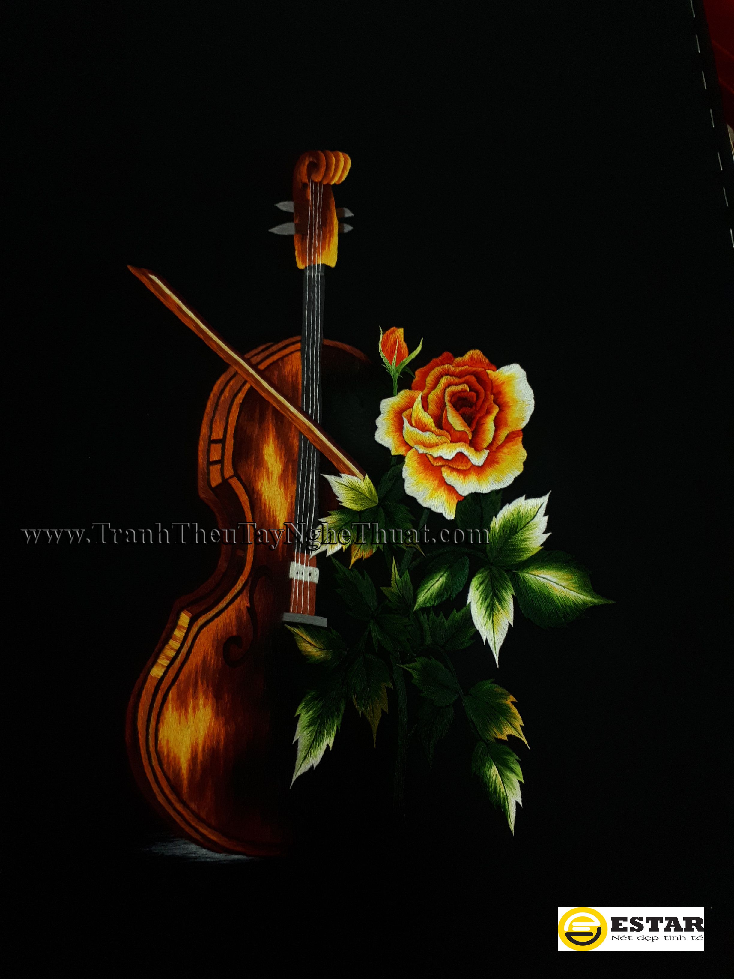 tranh thêu hoa hồng