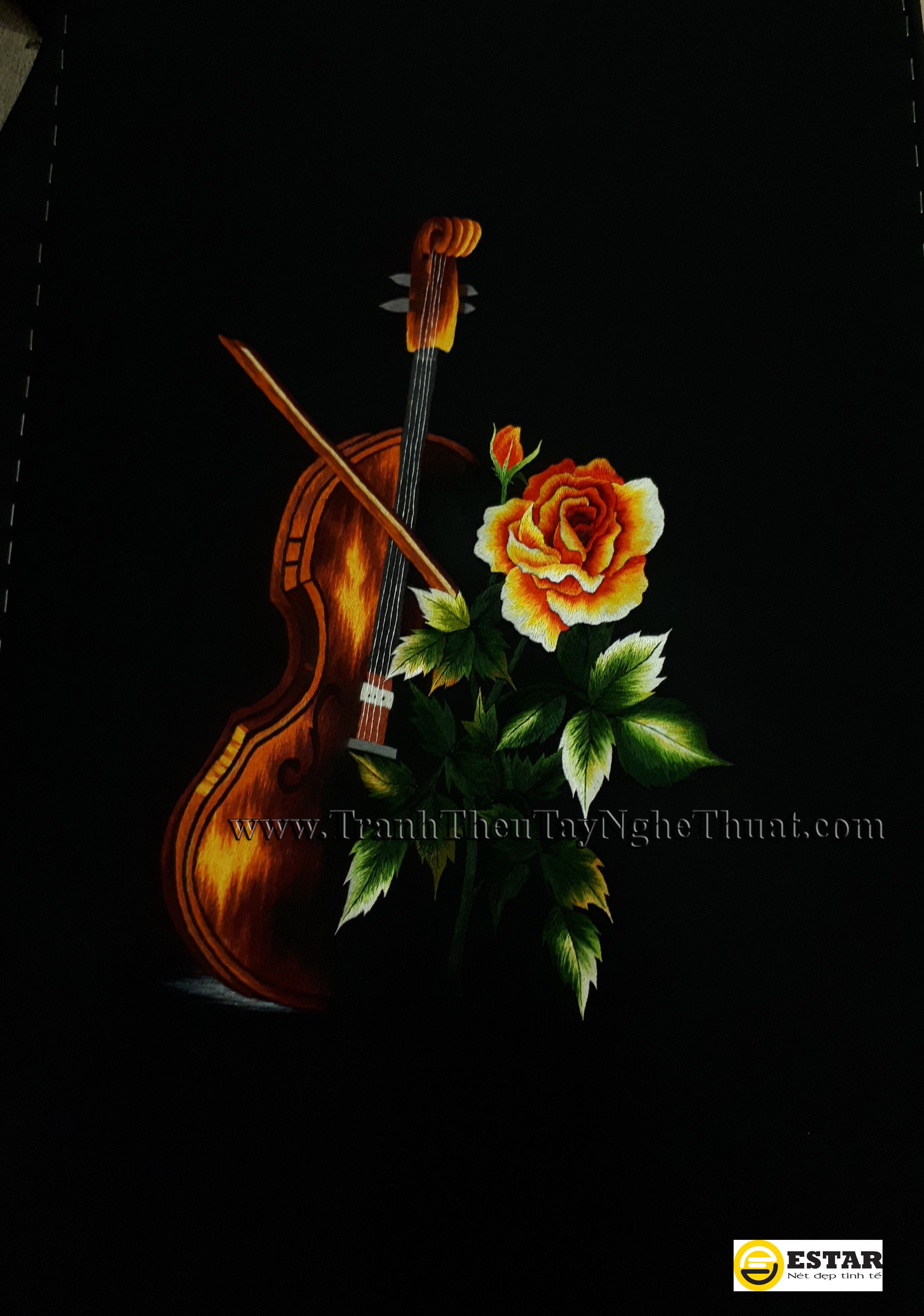 tranh thêu hoa hồng