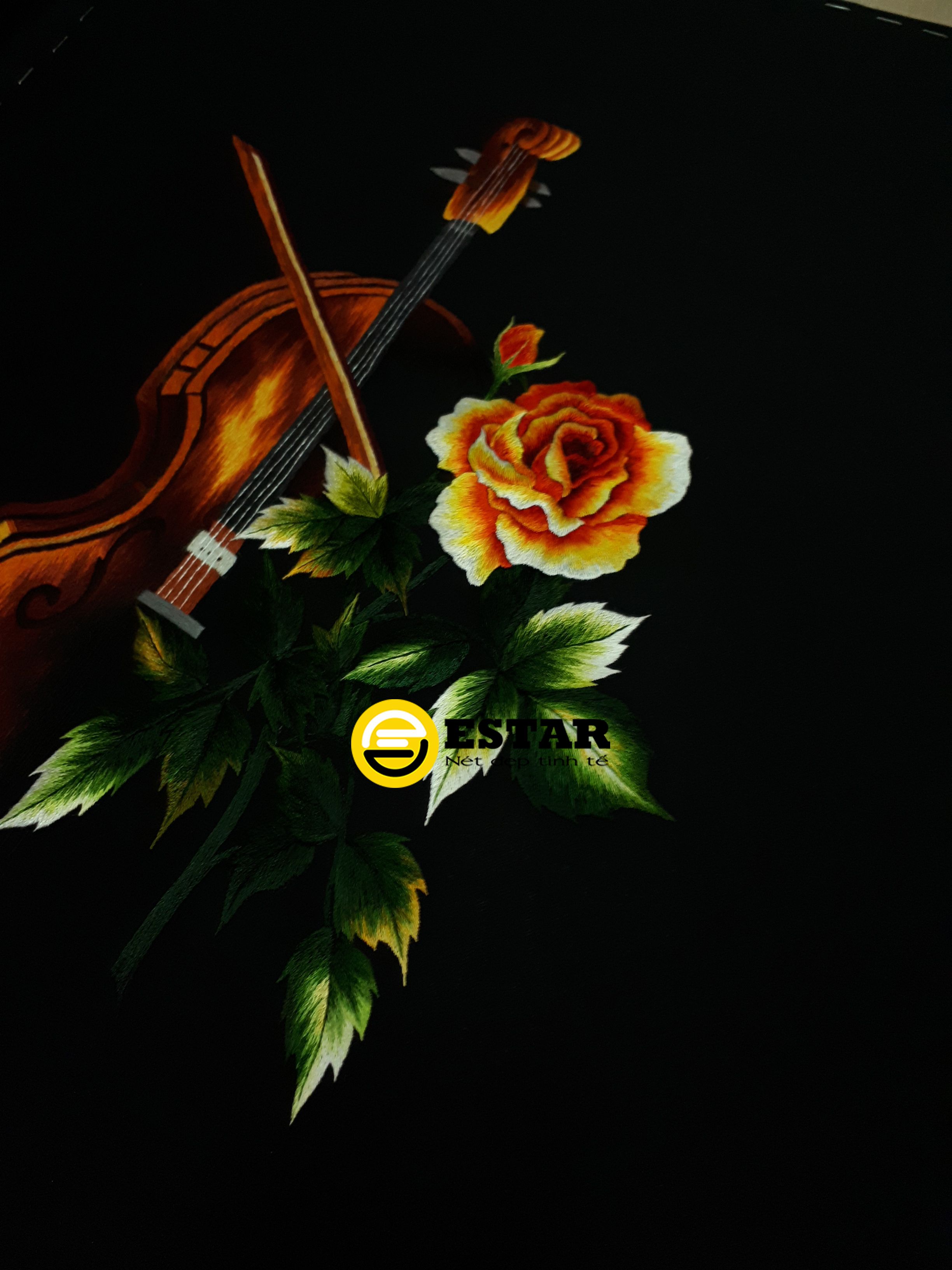 tranh thêu hoa hồng