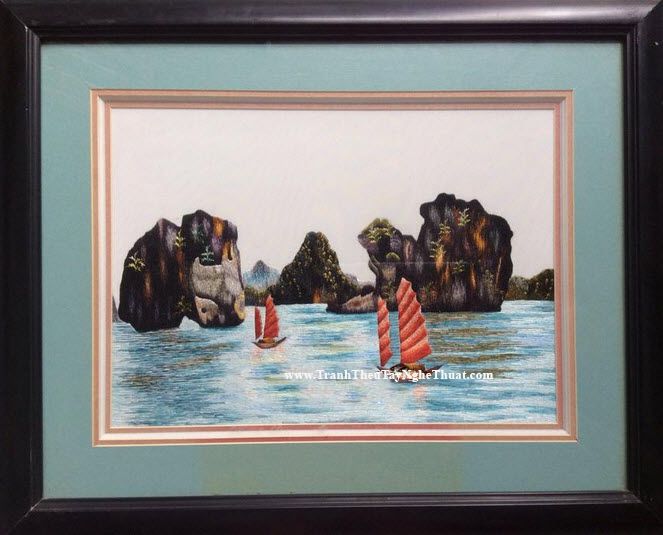 tranh thêu vịnh hạ long