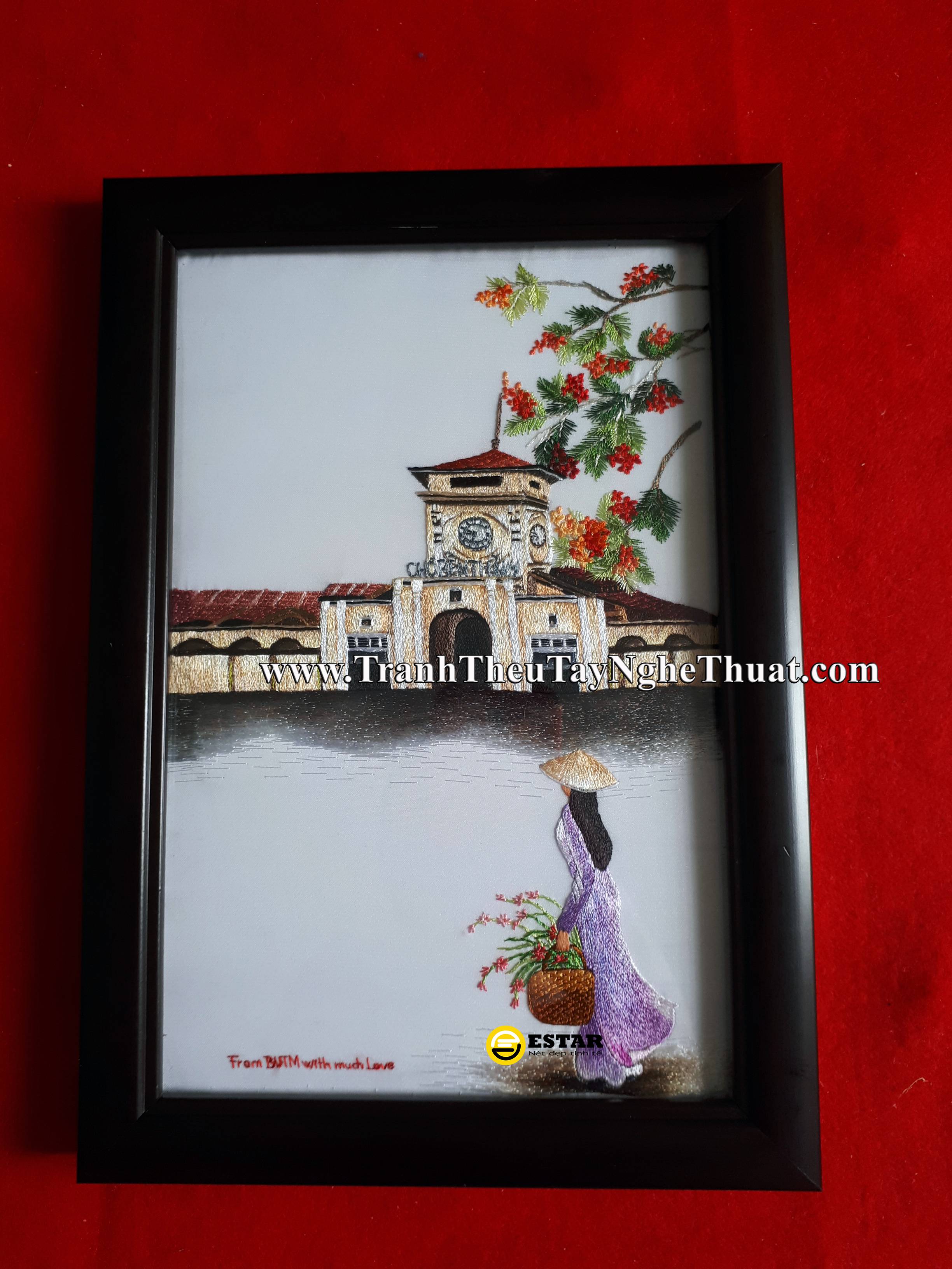 tranh thêu chợ bến thành